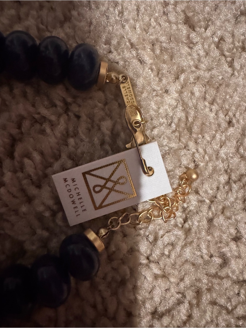 Michelle McDowell Navy Beaded Necklace with Gold-Tone Accents